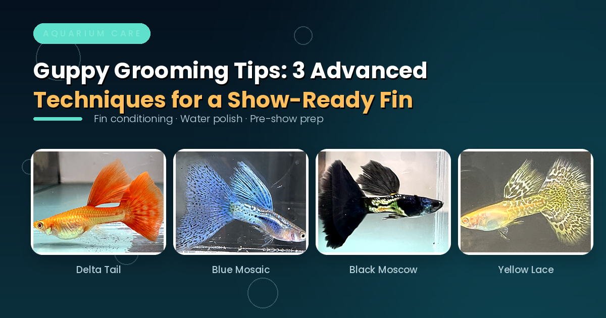 Guppy Grooming Tips: 3 Advanced Techniques for a Show-Ready Fin — Delta Tail, Blue Mosaic, Black Moscow, and Yellow Lace guppies